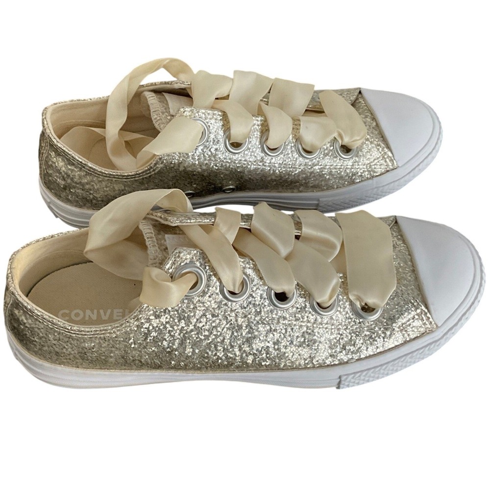 Converse Chuck Taylor All Star Big Eyelet Gold Glitter Ribbon Shoes US 5 662307C